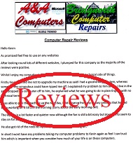 A&A Bridgnorth Computer Repair Customer Letters, Reviews